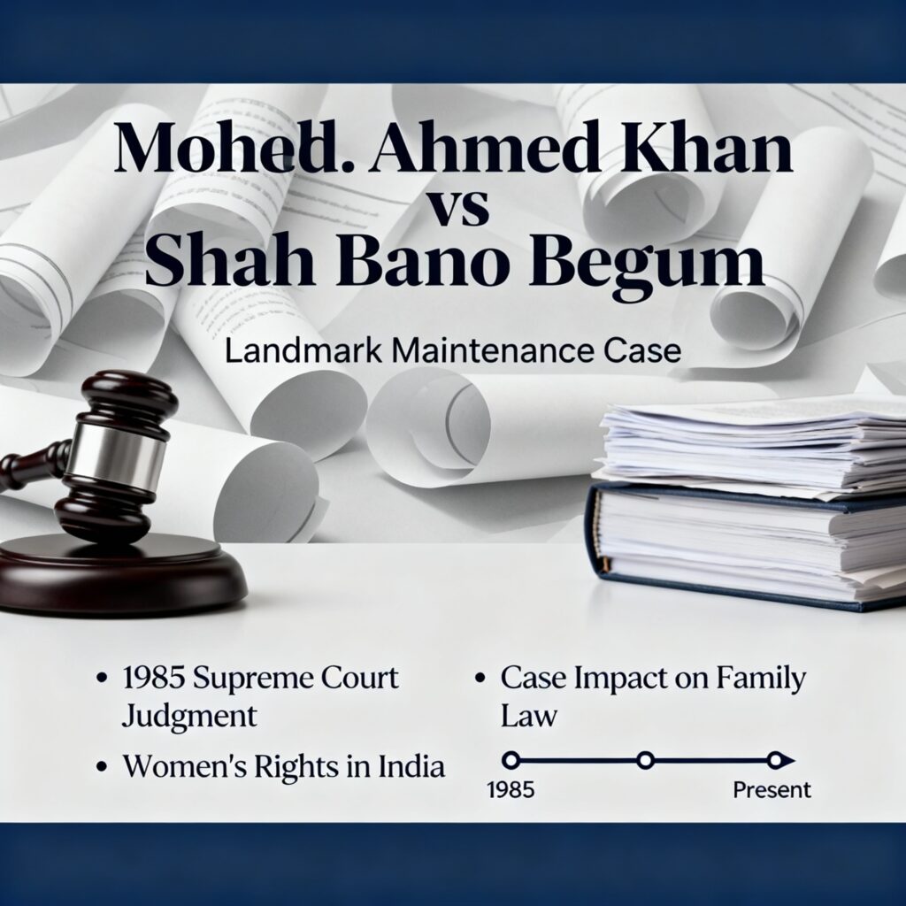 CASE SUMMARY: MOHD. AHMED KHAN VS SHAH BANO BEGUM AND ORS.