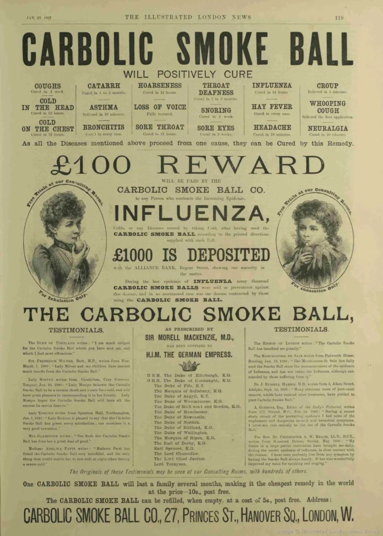 CARLILL v. CARBOLIC SMOKE BALL COMPANY, 1 QB 256 1893
