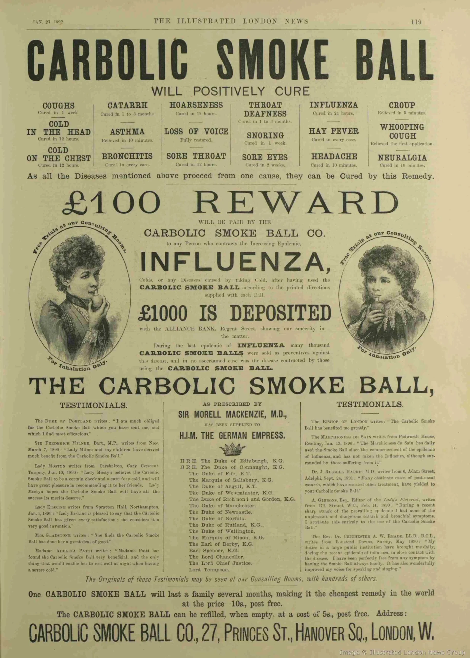 CARLILL v. CARBOLIC SMOKE BALL COMPANY, 1 QB 256 1893