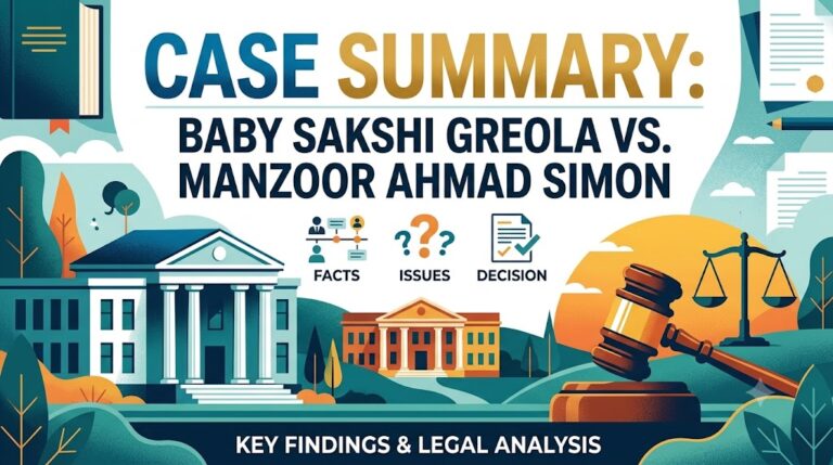 CASE SUMMARY: BABY SAKSHI GREOLA VS. MANZOOR AHMAD SIMON