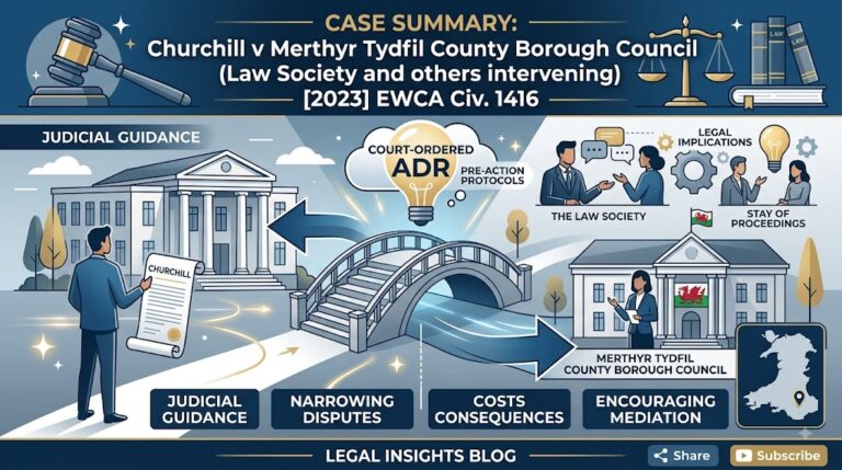 Case Summary: Churchill v Merthyr Tydfil County Borough Council (Law Society and others intervening) [2023] EWCA Civ. 1416.