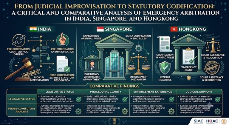 FROM JUDICIAL IMPROVISATION TO STATUTORY CODIFICATION: A CRITICAL AND COMPARATIVE ANALYSIS OF EMERGENCY ARBITRATION IN INDIA, SINGAPORE, AND HONGKONG